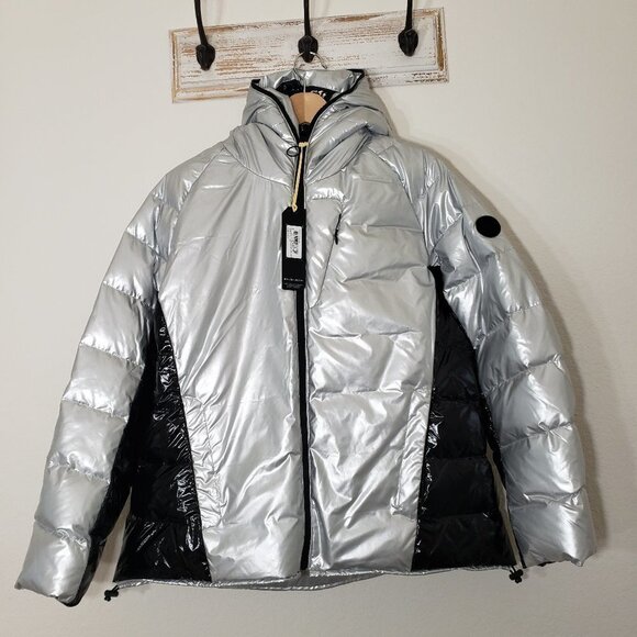 NWT - Body Glove Hooded Down Jacket Parka – Metallic Sliver/Black - Size XL - Picture 1 of 12